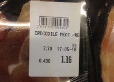 Crocodile meat In the grocery store